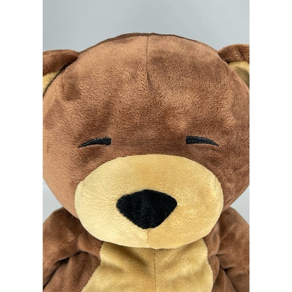 15" Manhattan Toy Company Sleeping Liam Brown and Tan Teddy Bear Plush - Picture 5 of 11
